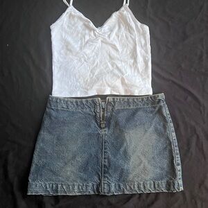 Vintage Y2K Washed Denim Mini Skirt